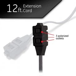 3-Outlet 12 ft. Tangle Free Extension Cord, Gray/Black by GE 9 3-Outlet 12 ft. Tangle Free Extension Cord, Gray/Black by GE -Home Electronics Shop 3 outlet black and gray 12 ft cord ge power strips 42386 t1 4f 1000