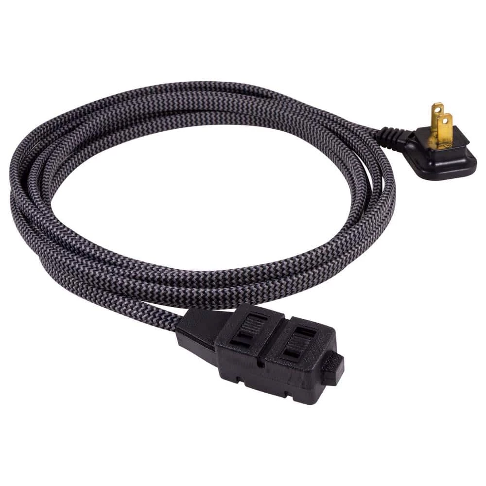 3-Outlet 12 ft. Tangle Free Extension Cord, Gray/Black by GE 1 3-Outlet 12 ft. Tangle Free Extension Cord, Gray/Black by GE