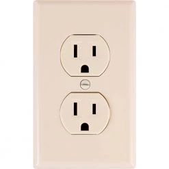 15-Amp Heavy Duty Grounding Duplex Receptacle 2-Outlet, Light Almond by GE -Home Electronics Shop almond ge electrical outlets receptacles 42478 1f 1000