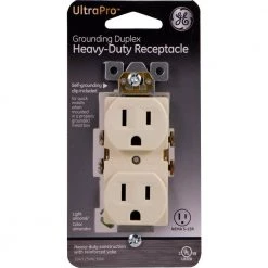 15-Amp Heavy Duty Grounding Duplex Receptacle 2-Outlet, Light Almond by GE -Home Electronics Shop almond ge electrical outlets receptacles 42478 fa 1000