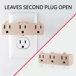 Heavy-Duty 3-Outlet Grounded Tap Adapter Plug, Light Almond (5-Pack) by GE -Home Electronics Shop almond ge electrical outlets receptacles 50894 44 1000