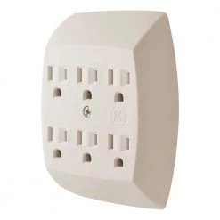 15- Amp 125-Volt AC 6-Outlet Grounded Adapter- Wall Almond by GE -Home Electronics Shop almond ge plug adapters 54946 44 1000