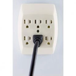 15- Amp 125-Volt AC 6-Outlet Grounded Adapter- Wall Almond by GE -Home Electronics Shop almond ge plug adapters 54946 4f 1000