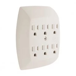 15- Amp 125-Volt AC 6-Outlet Grounded Adapter- Wall Almond by GE -Home Electronics Shop almond ge plug adapters 54946 fa 1000