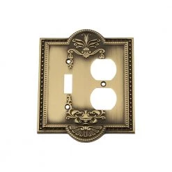 Brass 2-Gang 1-Toggle/1-Duplex Wall Plate (1-Pack) by Nostalgic Warehouse