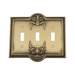 Brass 3-Gang 3-Toggle Wall Plate (1-Pack) by Nostalgic Warehouse