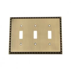 Brass 3-Gang 3-Toggle Wall Plate (1-Pack) by Nostalgic Warehouse