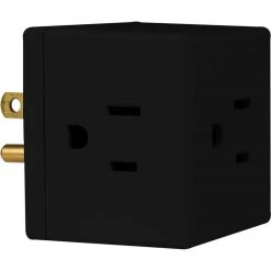 3-Outlet Grounded Tap Adapter, Black (10-Pack) by GE 8 3-Outlet Grounded Tap Adapter, Black (10-Pack) by GE -Home Electronics Shop black 10 pack ge electrical plugs connectors 47041 4f 1000