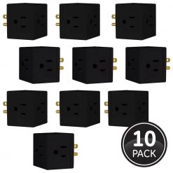3-Outlet Grounded Tap Adapter, Black (10-Pack) by GE