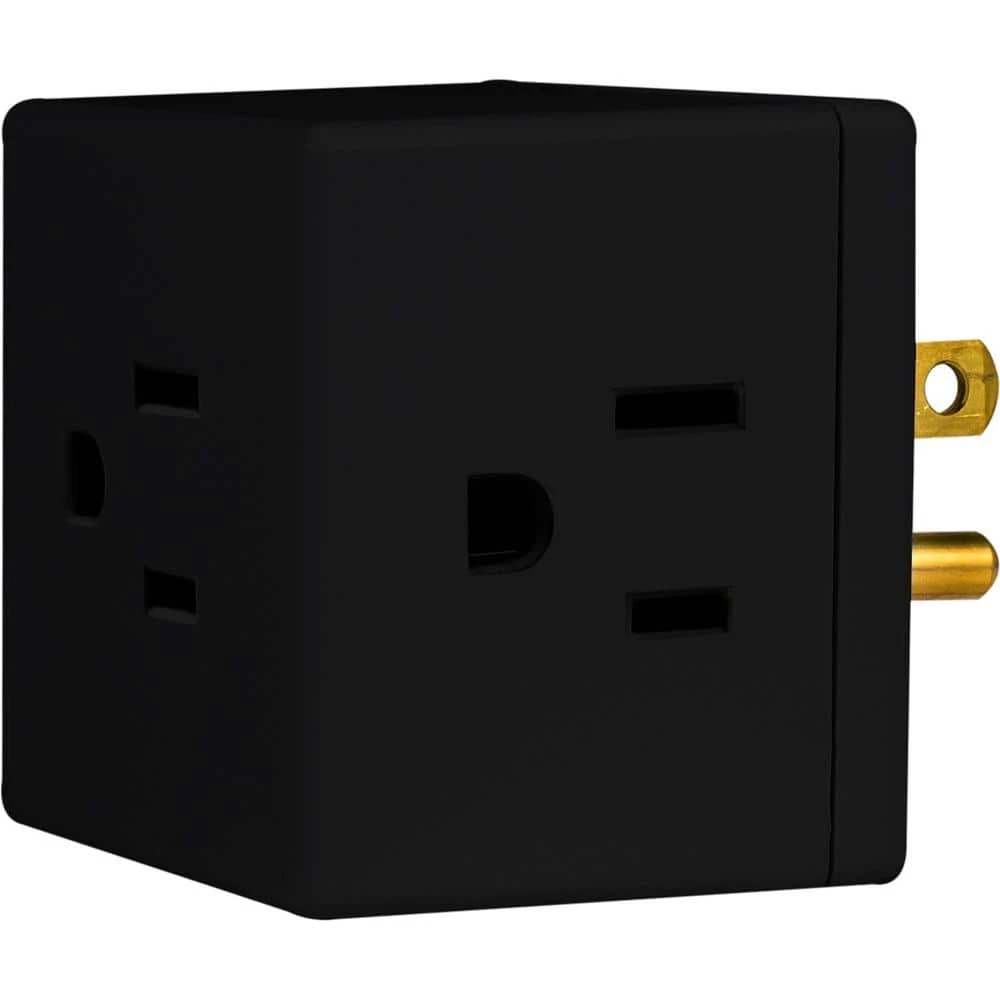 3-Outlet Grounded Tap Adapter, Black (10-Pack) by GE 2 3-Outlet Grounded Tap Adapter, Black (10-Pack) by GE - Image 2