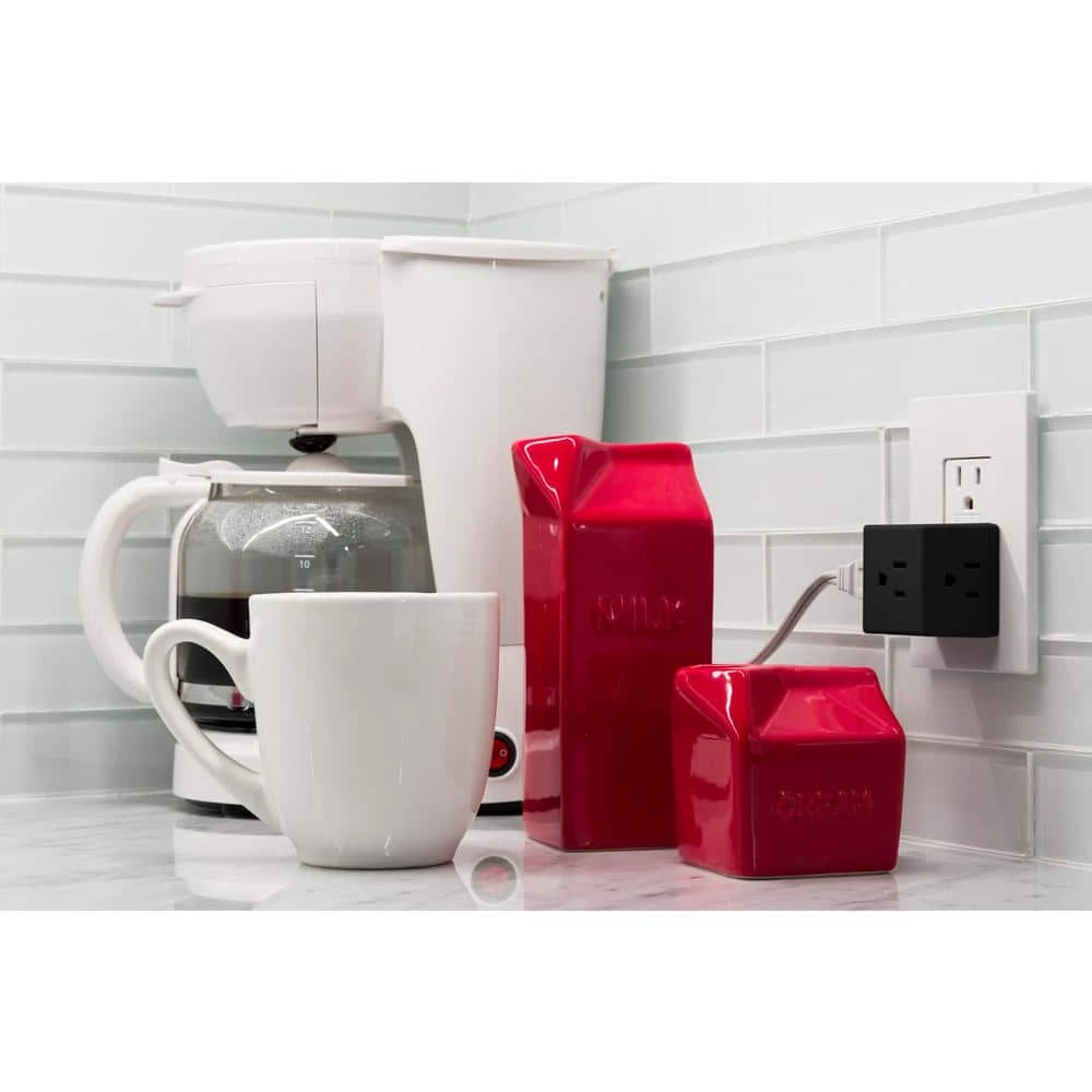 3-Outlet Grounded Tap Adapter, Black (10-Pack) by GE 6 3-Outlet Grounded Tap Adapter, Black (10-Pack) by GE - Image 6