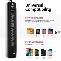 7-Outlet 2-USB Pro Surge Protector -Home Electronics Shop black 3 ft cord ge surge protectors 33664 4f 1000
