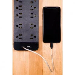4 ft. 16/3 10-Outlet 3540J Surge Protector Power Strip Extension Cord with USB Hub, Black -Home Electronics Shop black 4 ft cord ge surge protectors 37746 76 1000