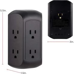 6-Outlet Wall Tap Surge Protector, 560J, Black, (2-Pack) -Home Electronics Shop black ge electrical outlets receptacles 47845 4f 1000