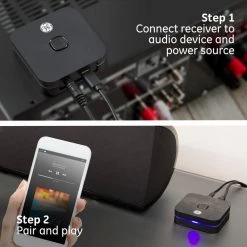Bluetooth Home Audio Receiver with Micro-USB and 3.5mm Auxilary Connections by GE -Home Electronics Shop black ge portable audio video 33625 1f 1000