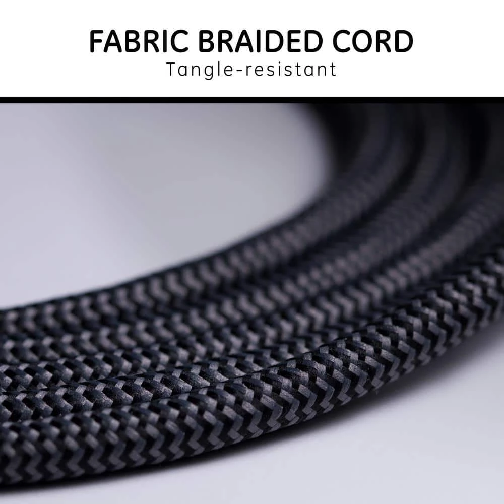 3-Outlet Power Strip with 6 in. Braided Extension Cord Surge Protector, Black and Gray 3 3-Outlet Power Strip with 6 in. Braided Extension Cord Surge Protector, Black and Gray - Image 3