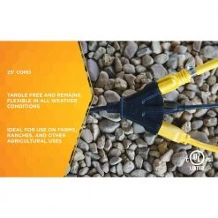 25 ft. 14/3 SJTOW Agricultural Outdoor Heavy-Duty Extension Cord with Power Block by Woods -Home Electronics Shop black woods general purpose cords 2451 44 1000