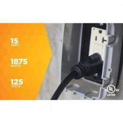 25 ft. 14/3 SJTOW Agricultural Outdoor Heavy-Duty Extension Cord with Power Block by Woods -Home Electronics Shop black woods general purpose cords 2451 76 1000