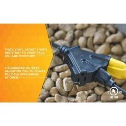 25 ft. 14/3 SJTOW Agricultural Outdoor Heavy-Duty Extension Cord with Power Block by Woods -Home Electronics Shop black woods general purpose cords 2451 fa 1000