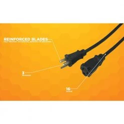 8 ft. 16/3 SJTW Outdoor Medium-Duty Extension Cord by Woods -Home Electronics Shop black woods general purpose cords 260 1f 1000