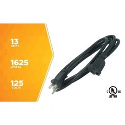8 ft. 16/3 SJTW Outdoor Medium-Duty Extension Cord by Woods -Home Electronics Shop black woods general purpose cords 260 76 1000