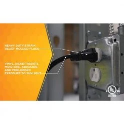 8 ft. 16/3 SJTW Outdoor Medium-Duty Extension Cord by Woods -Home Electronics Shop black woods general purpose cords 260 fa 1000