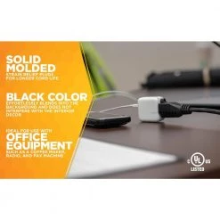 25 ft. 16/3 Indoor Medium-Duty Extension Cord by Woods -Home Electronics Shop black woods general purpose cords 5601 44 1000