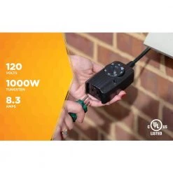 8.3-Amp 24-Hour Outdoor Plug-In Wireless Remote Timer with Photocell Light Sensor, Black by Woods -Home Electronics Shop black woods outdoor lighting accessories 2001wd fa 1000
