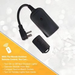 13-Amp Outdoor Plug-In Wireless Remote Socket Single-Outlet Control, Black by Woods -Home Electronics Shop black woods outdoor lighting accessories 32555wd 40 1000