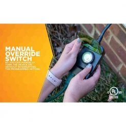 15-Amp 24-Hour Outdoor Plug-In Lighting Dual-Outlet Mechanical Timer, Black by Woods -Home Electronics Shop black woods outdoor lighting accessories 50011wd 1f 1000