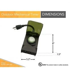 15-Amp 24-Hour Outdoor Plug-In Lighting Dual-Outlet Mechanical Timer, Black by Woods -Home Electronics Shop black woods outdoor lighting accessories 50011wd 40 1000