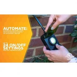 15-Amp 24-Hour Outdoor Plug-In Lighting Dual-Outlet Mechanical Timer, Black by Woods -Home Electronics Shop black woods outdoor lighting accessories 50011wd 44 1000