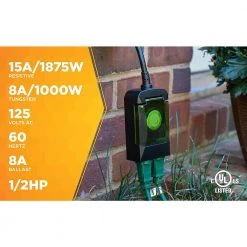 15-Amp 24-Hour Outdoor Plug-In Lighting Dual-Outlet Mechanical Timer, Black by Woods -Home Electronics Shop black woods outdoor lighting accessories 50011wd 4f 1000