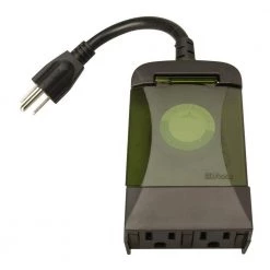 15-Amp 24-Hour Outdoor Plug-In Lighting Dual-Outlet Mechanical Timer, Black by Woods -Home Electronics Shop black woods outdoor lighting accessories 50011wd 77 1000