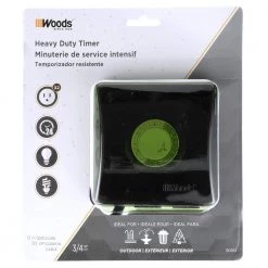 15-Amp 24-Hour Outdoor Plug-In Heavy-Duty Dual-Outlet Mechanical Timer, Black by Woods -Home Electronics Shop black woods outdoor lighting accessories 50012wd 1d 1000