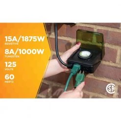 15-Amp 24-Hour Outdoor Plug-In Heavy-Duty Dual-Outlet Mechanical Timer, Black by Woods -Home Electronics Shop black woods outdoor lighting accessories 50012wd 1f 1000