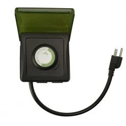 15-Amp 24-Hour Outdoor Plug-In Heavy-Duty Dual-Outlet Mechanical Timer, Black by Woods