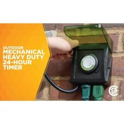 15-Amp 24-Hour Outdoor Plug-In Heavy-Duty Dual-Outlet Mechanical Timer, Black by Woods -Home Electronics Shop black woods outdoor lighting accessories 50012wd fa 1000