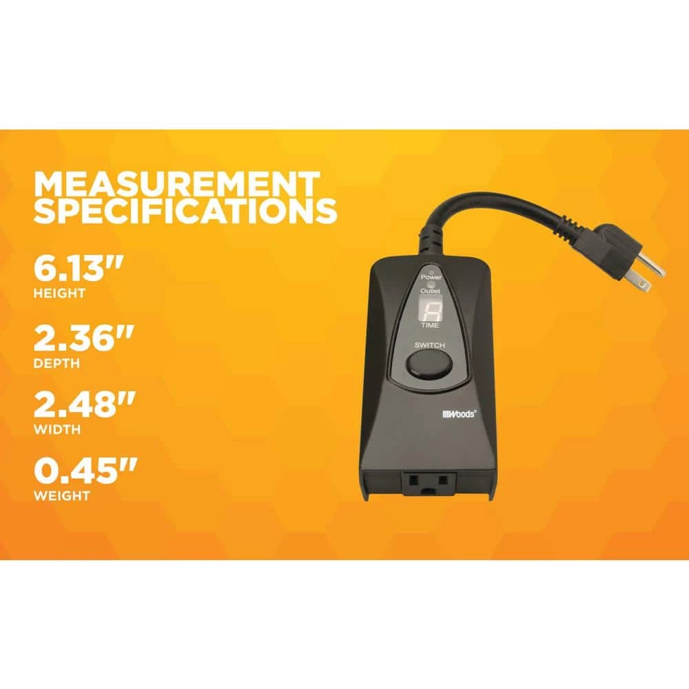 15-Amp 24-Hour Outdoor Plug-In Photocell Light Sensor Single-Outlet Digital Timer, Black by Woods 9 15-Amp 24-Hour Outdoor Plug-In Photocell Light Sensor Single-Outlet Digital Timer, Black by Woods - Image 9