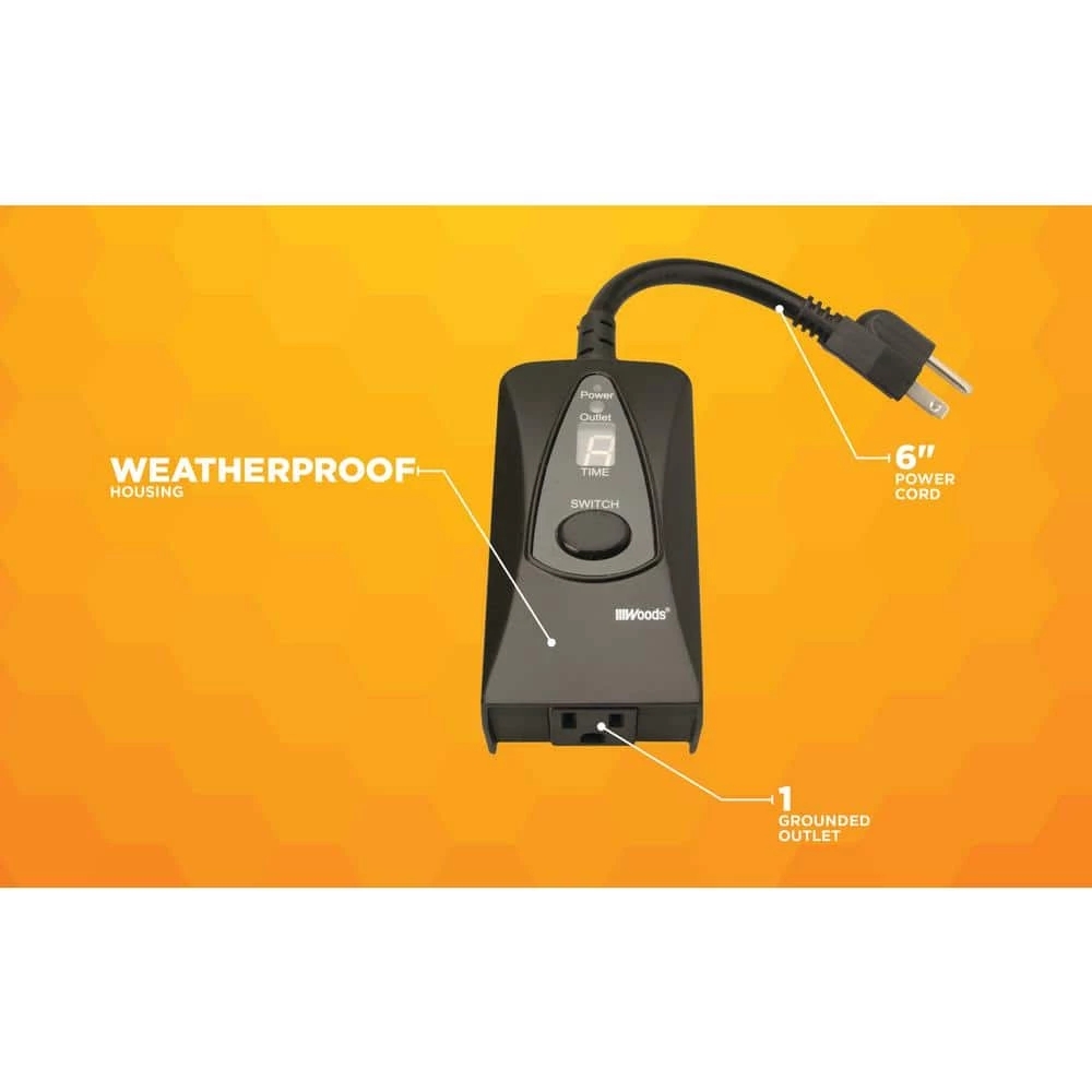 15-Amp 24-Hour Outdoor Plug-In Photocell Light Sensor Single-Outlet Digital Timer, Black by Woods 5 15-Amp 24-Hour Outdoor Plug-In Photocell Light Sensor Single-Outlet Digital Timer, Black by Woods - Image 5