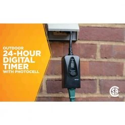 15-Amp 24-Hour Outdoor Plug-In Photocell Light Sensor Single-Outlet Digital Timer, Black by Woods 21 15-Amp 24-Hour Outdoor Plug-In Photocell Light Sensor Single-Outlet Digital Timer, Black by Woods -Home Electronics Shop black woods outdoor lighting accessories 50013wd fa 1000