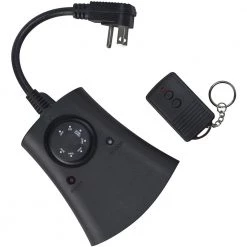 8.3 Amp 24-Hour Outdoor Wireless Remote Photocell 3-Outlet Control Timer, Black by Woods