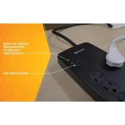 6 ft. 8-Outlet 3540-Joule Surge Protector Power Strip with Safety Covers by Woods -Home Electronics Shop black woods power strips 41618 1d 1000