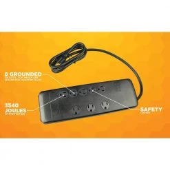 6 ft. 8-Outlet 3540-Joule Surge Protector Power Strip with Safety Covers by Woods -Home Electronics Shop black woods power strips 41618 a0 1000