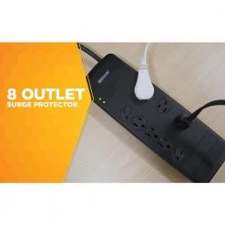 6 ft. 8-Outlet 3540-Joule Surge Protector Power Strip with Safety Covers by Woods -Home Electronics Shop black woods power strips 41618 c3 1000