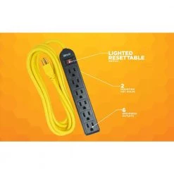 8 ft. 6-Outlet Workshop Power Strip by Woods -Home Electronics Shop black yellow woods power strips 4666 1f 1000