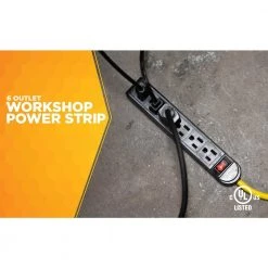 8 ft. 6-Outlet Workshop Power Strip by Woods -Home Electronics Shop black yellow woods power strips 4666 4f 1000