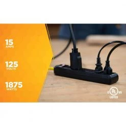 8 ft. 6-Outlet Workshop Power Strip by Woods -Home Electronics Shop black yellow woods power strips 4666 76 1000