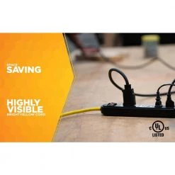 8 ft. 6-Outlet Workshop Power Strip by Woods -Home Electronics Shop black yellow woods power strips 4666 fa 1000