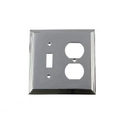 Chrome 2-Gang 1-Toggle/1-Duplex Wall Plate (1-Pack) by Nostalgic Warehouse